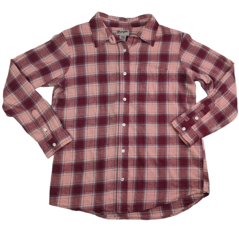 Wrangler Wrancher pink flannel shirt Medium EUC